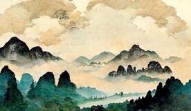 新中式山水艺术风景装饰画