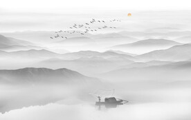 电视背景墙山水画