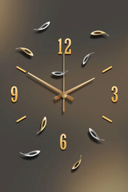 新中式时钟九鱼图装饰画