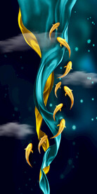 新中式九鱼图装饰画