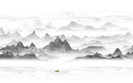 现代山水沙发背景墙