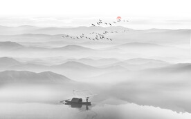 新中式意境水墨画背景墙