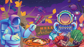 工装太空火锅背景墙