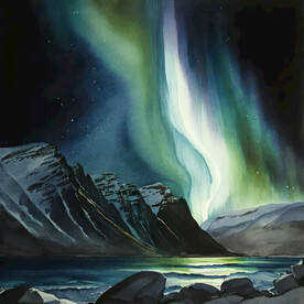 抽象水彩 北极光