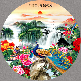 孔雀圆形装饰画