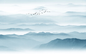 意境水墨山水画背景墙