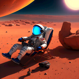  AI插画艺术火星宇航员