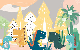 卡通恐龙背景墙