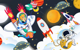 太空宇航员卡通背景墙