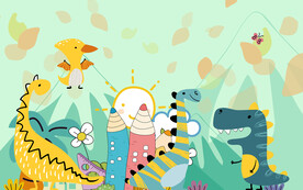 卡通恐龙矢量背景