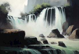 当代油画 黄果树瀑布