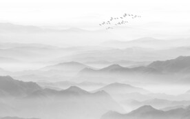 新中式灰色水墨山水画