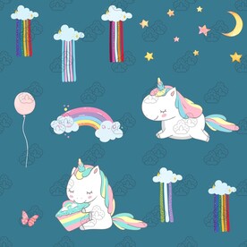 可爱彩虹独角兽插画