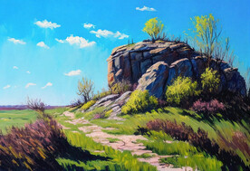 当代油画 草原的春天