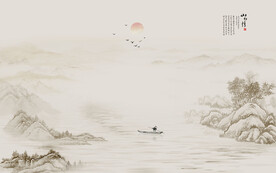 新中式山水情背景墙
