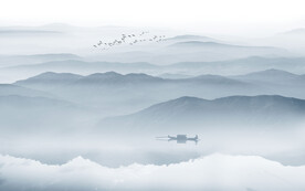 中国风新中式意水墨山水画背景墙