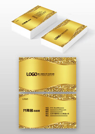 金色金属感浮雕高档商务名片模板