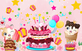 卡通蛋糕店背景墙