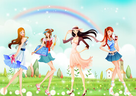 卡通美女时尚背景墙