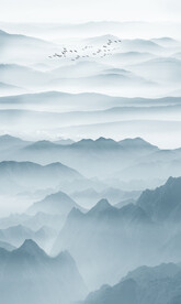 竖幅水墨山水画