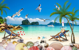 浪漫海岛沙滩电视背景墙