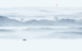 屏风水墨山水画