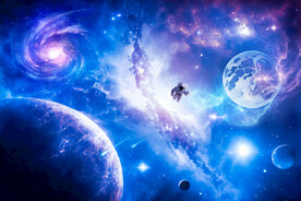 梦幻太空星球宇航员宇宙星空背景