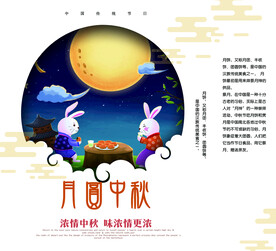 中秋佳节礼盒手提袋平面展开图