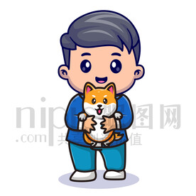 可爱卡通小男孩爱心公益