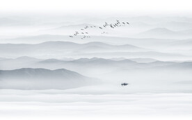 简洁大气意境水墨山水画背景墙