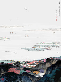 江南水乡小桥流水水墨画