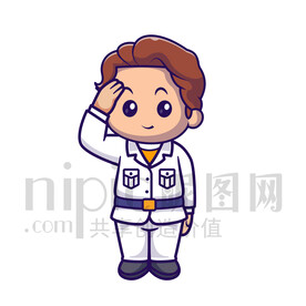 可爱卡通敬礼的小男孩