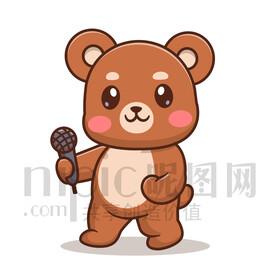 可爱卡通主持人小灰熊