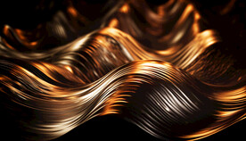 金色渐变三维波浪抽象背景