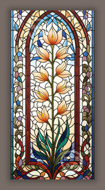 教堂蒂凡尼彩绘百合艺术玻璃图案