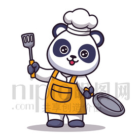 卡爱卡通动物大熊猫插画素材