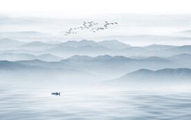 屏风水墨山水画