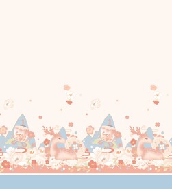 汉服粉色鲜花鹿