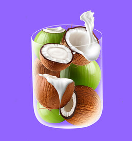 玻璃杯椰子椰汁分层图