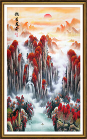 旭日东升山水画