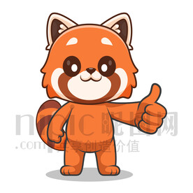 可爱卡通点赞的小浣熊熊猫