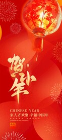 贺小年龙年新年易拉宝海报