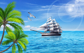 大海沙滩背景墙