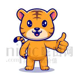 可爱卡通点赞的小老虎