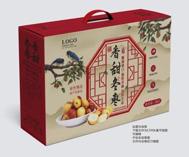 香甜冬枣手提盒平面展开图