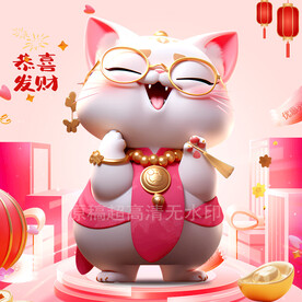 吉祥物发财猫喜庆素材 