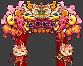 龙年手绘国潮门头