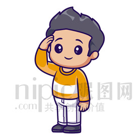 可爱卡通小男孩敬礼