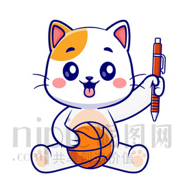 可爱卡通玩球的小喵咪