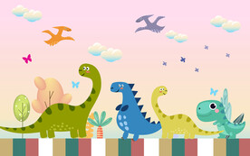 卡通恐龙背景墙